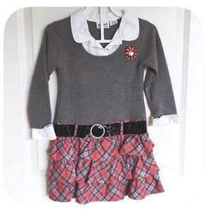 💗Girls Long Sleeve Plaid Dress
